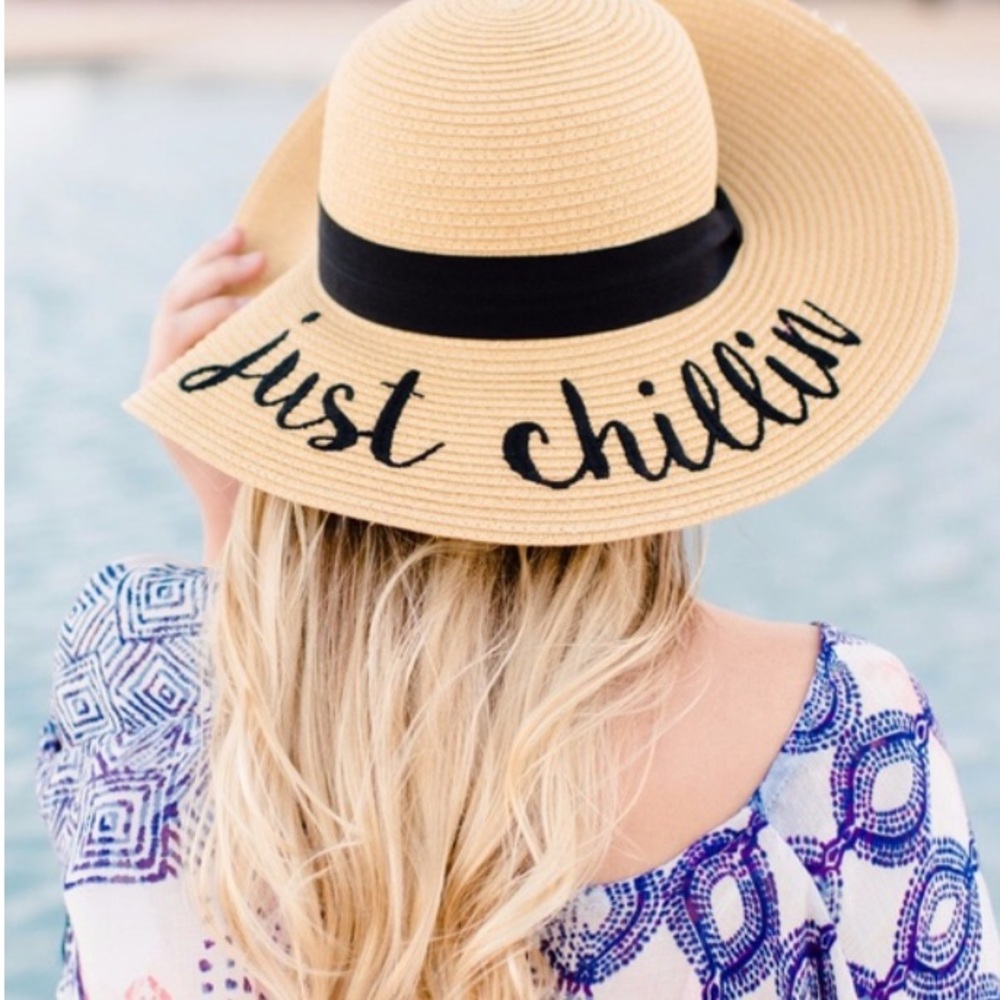 JUST CHILLIN STRAW HAT WIDE FLOPPY BRIM